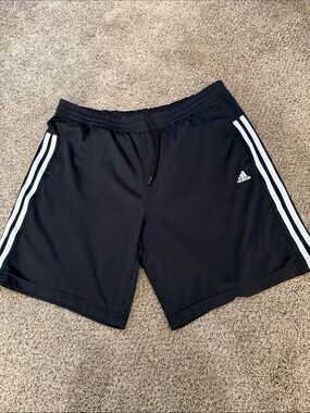adidas Men’s Black Athletic Shorts with White Side Stripes